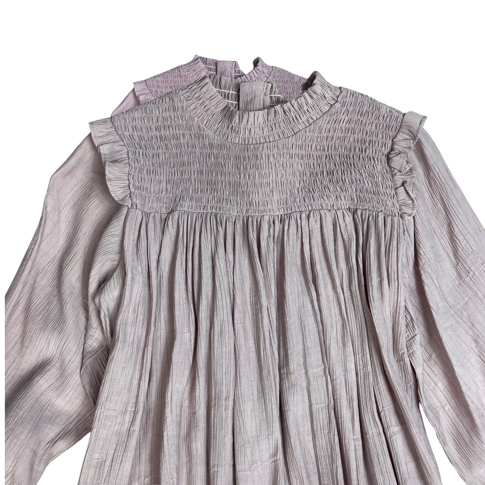Girls Smocked Neckline Ruffle Dress Long Sleeve Mauve Sz 8 Cottagecore Whimsical - Picture 4 of 9